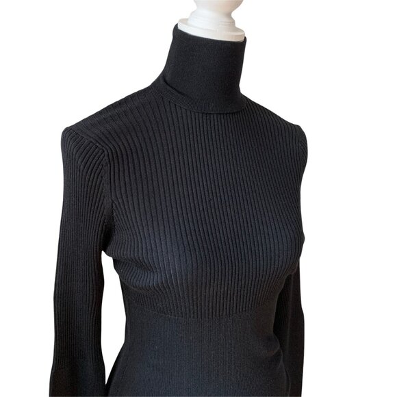 MAX STUDIO Ribbed Turtleneck Sweater in Black Size LARGE - Picture 12 of 16